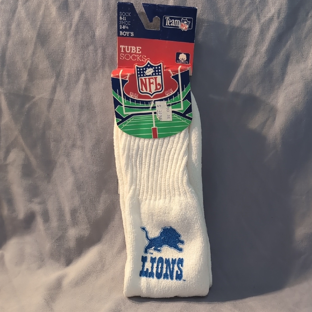 Vintage NWT Boy's Size 8-11 Team NFL Detroit Lions Tube Socks